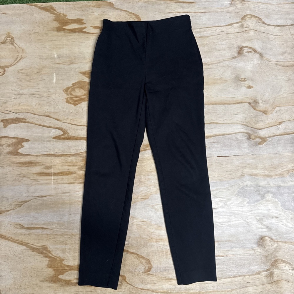 LOFT Women Black Dress Pants Pull On Side Zip High Waist Skinny Size 2